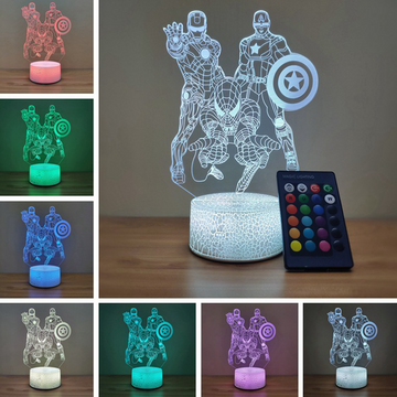 Avengers, Spider-Man, Iron Man, Captain America, Touch Sixteen Colors, Crack Gift, Veilleuse de chevet